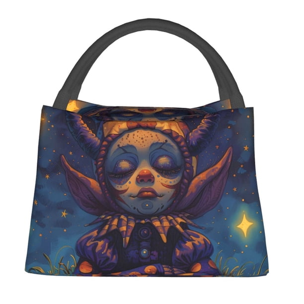 Fotbe Dreamy Jester Under Stars Bolsa Térmica Portátil con Estampado, Bolsa de Entrega de Alimentos Aislada, Bolsa Reutilizable de Gran Capacidad para Comidas y Supermercado