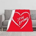 thumbnail image 2 of Durable Soft & Warm Flannel Blanket - Cozy Red Heart Design with ' Stay Strong ' in Cursive Perfect for Sofa Travel Bed & Chair, 2 of 7