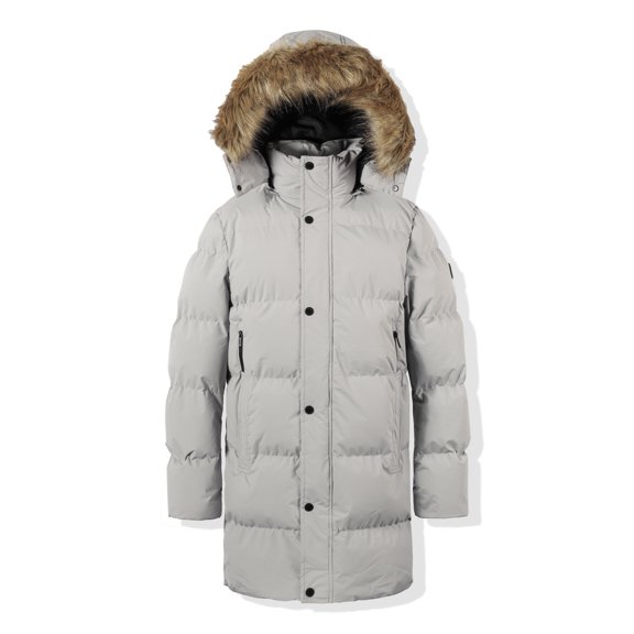 Victory OUTFITTERS Mens Mid-Length Winter Warm Hooded Parka Jacket With Removable Faux Fur Trim Mens Coat