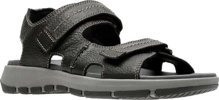 Men's Shoes Clarks BRIXBY SHORE Fisherman Active Leather Sandals 31545 BLACK 