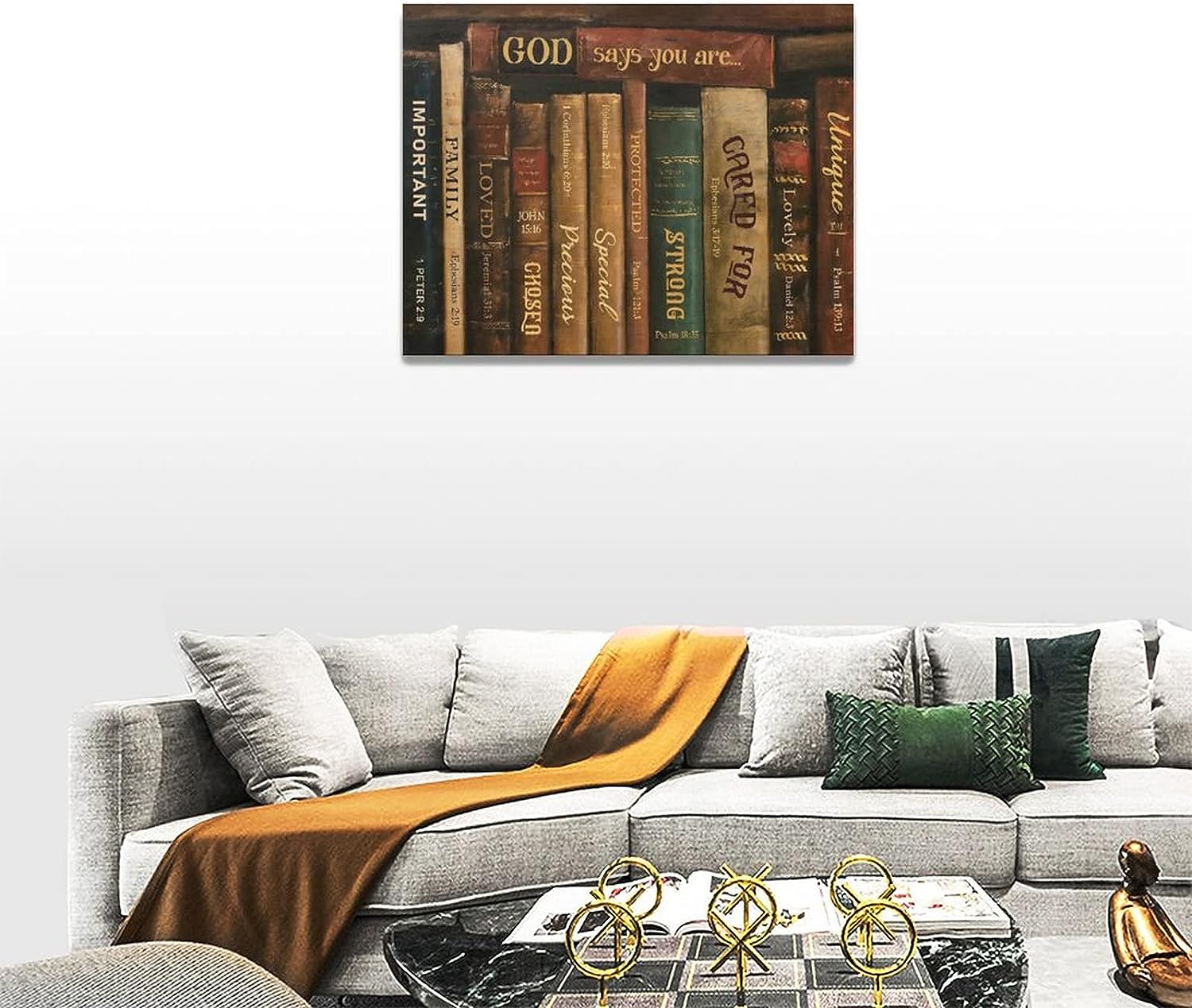 Taimeng Christian Books Wall Art Retro Bible Pictures Wall Decor Scriptures Canvas Prints Painting Religious Decorations Framed Artwork, 12''x16'' (zhangchun-8o5572wrtbgq)
