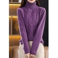 thumbnail image 4 of Maydear Womens High Lapel Neck Cable Sweater, Casual Long Sleeve Pullover Tops, 4 of 5