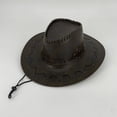 thumbnail image 5 of MEICHEN Men's Classic Western Hat With Leather Solid Color Stylish Cowboy Hat Retro Sun Hat, 5 of 5