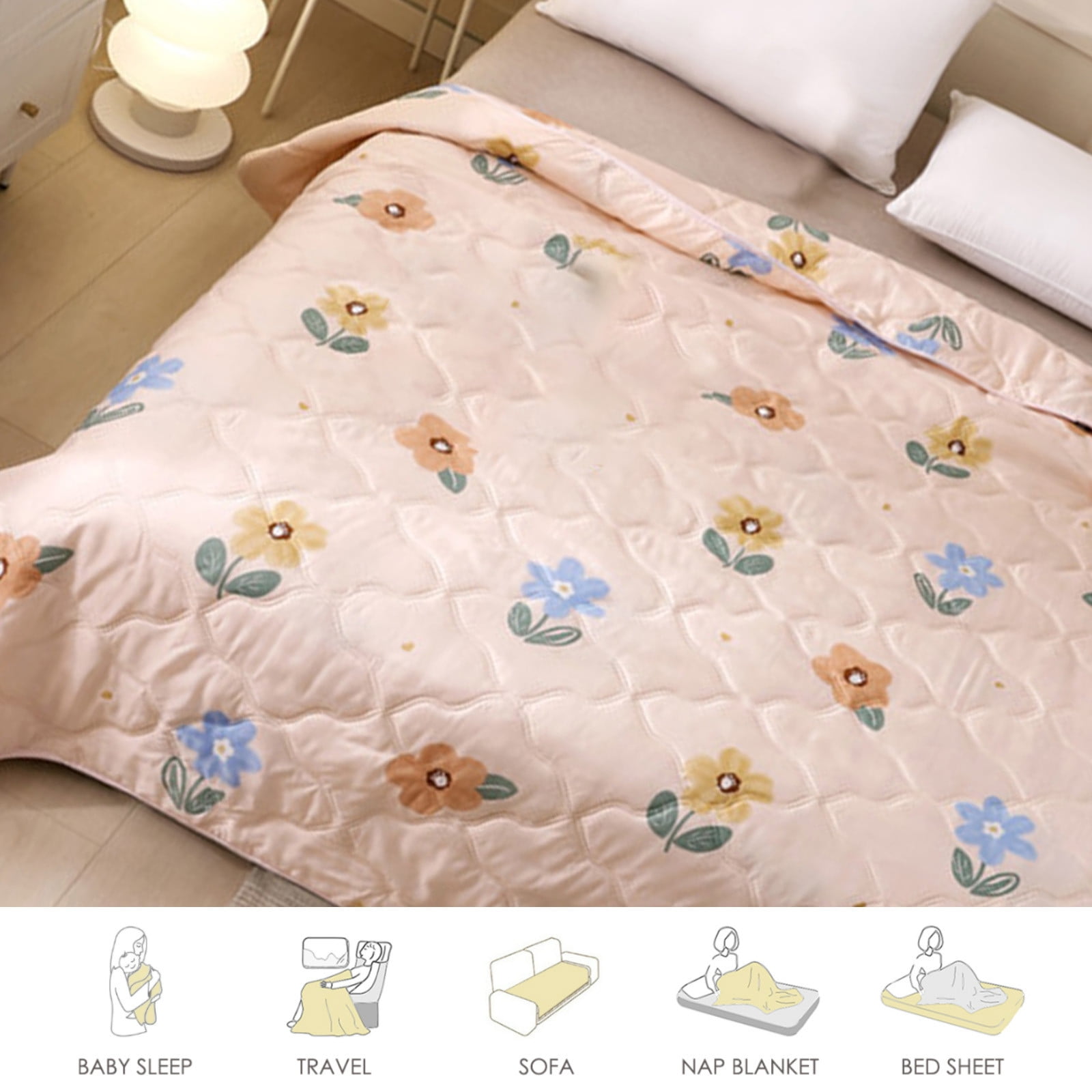 Christmas Decorations Holiday Deals 2024! Soft Lightweight Quilt Oversized, Large Bed Blanket, Friendly Plain Printed Washed Summer Quilt Ventilation Quilt