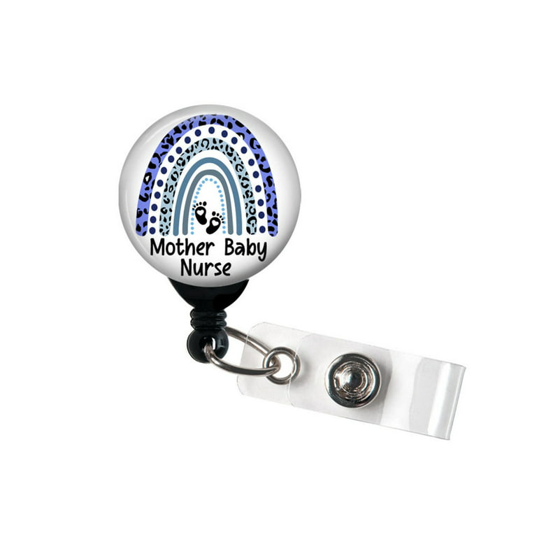 Retractable Badge Reel - Mother Baby Nurse Rainbow - Badge Holder with Swivel Clip / Mother Baby Unit / Baby Nurse
