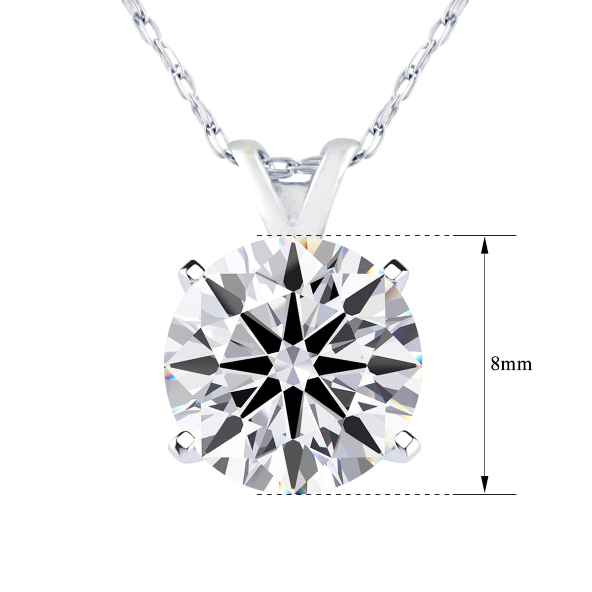 SuperJeweler 2 Carat Round Shape Lab Grown Diamond Solitaire Necklace In 14K White Gold For Women
