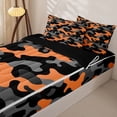 thumbnail image 3 of Erosebridal Halloween Orange Gray Camo Zipper Full Size Comforter Sets with Fitted Sheet and 2 Pillowcases,Fall Camouflage Edgy Street Zipper Bedding Set For Boys,Black Reversible,4-Piece, 3 of 7