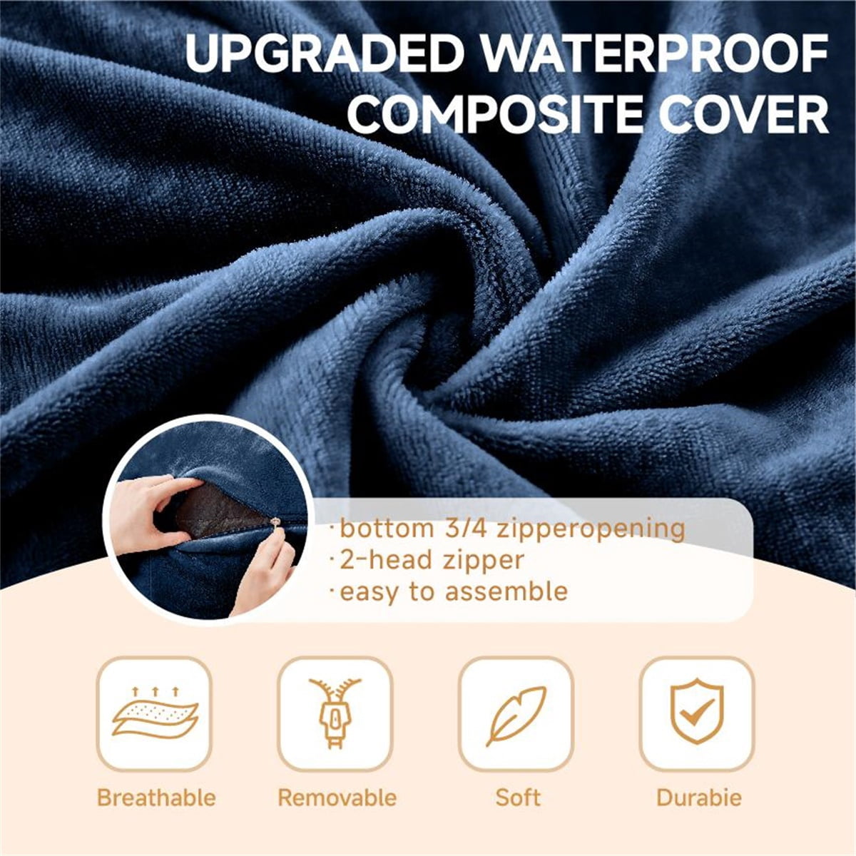Hommoo 5FT Bean Bag Chair, Memory Foam Filling Soft Sofa with Flannel Cover, Round Sofa for Living Room, Bedroom, College Dorm, Blue
