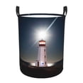 thumbnail image 1 of Balery Peggy's Cove Lighthouse Cesta de ropa redonda con asas, impermeable, independiente, para ropa, juguetes, dormitorio y familia-Medium, 1 of 6
