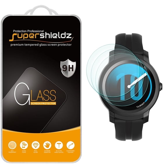 [3-Pack] Supershieldz for TicWatch E2 /TicWatch S2 Tempered Glass Screen Protector, Anti-Scratch, Anti-Fingerprint, Bubble Free
