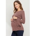thumbnail image 2 of Solid Bell Sleeve Maternity Top with Keyhole Back and Faux Waist Tie, 2 of 3