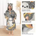 thumbnail image 3 of FORMRS Wearable Blanket Hoodie with Sleeves for Kids Cozy Flannel Sweatshirt, Cute Ghosts, 3 of 7