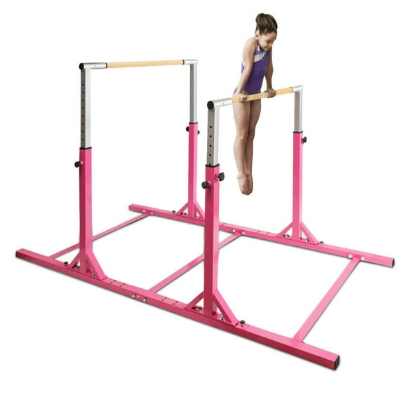 Costway Kids Gymnastics Parallel Bars Double Horizontal Bars Adjustable Width Height