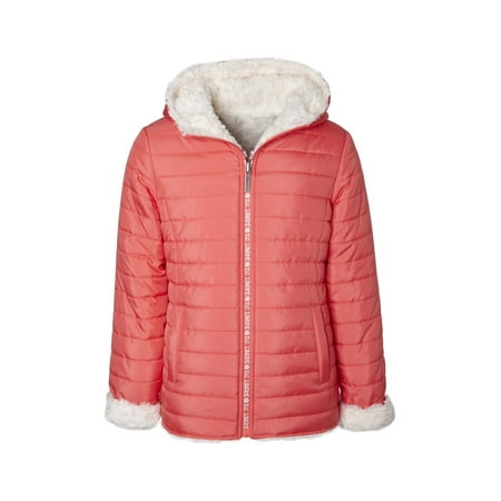 Limited Too Quilted Reversible Fur Lined Jacket (Big Girls)