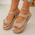 thumbnail image 4 of Women's Orthopedic Sandals with Arch Support Soft Cushion Foam Adjustable Hook and Loop Fasteners Comfortable Walking Shoes for Wide Feet Summer Travel Dressy Strappy Footwear,Beige 37(US-6.5), 4 of 5