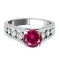thumbnail image 2 of Mauli Jewels Engagement Rings for Women 1.20 Carat Halo Unique Design Created Ruby And Diamond Engagement Ring Crafted 4-prong 14k Solid White Gold, 2 of 7