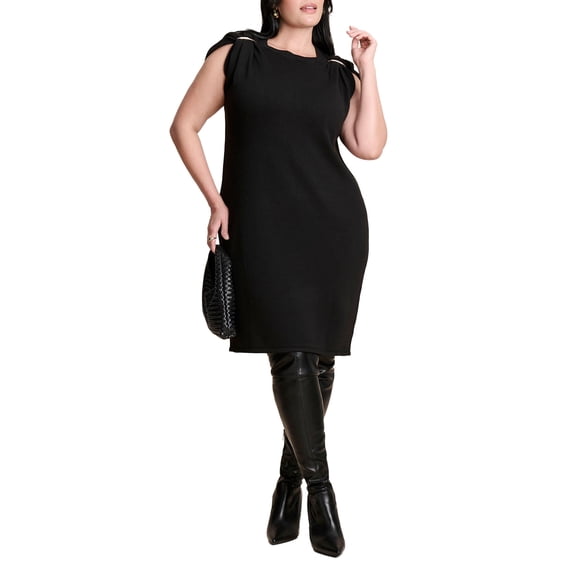 ELOQUII Women's Plus Size Metal Detail Sweater Dress
