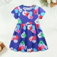 thumbnail image 2 of XUELUO Toddler Girls Casual Dresses Summer Floral Print Crew Neck Short Sleeve Loose Casual Princess Dress Activewear,Blue,3-4 Years, 2 of 7