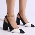 thumbnail image 2 of White Sandals 2024 Spring European and Fashion Versatile Pointed Color Blocked Thick Heels Large Heels Women's Shoes Black 39, 2 of 8