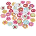 thumbnail image 1 of Juego de 50 botones de madera hechos a mano con 2 agujeros para coser y hacer scrapbooking., 1 of 4