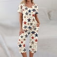 thumbnail image 6 of Independence Day Pajama Sets for Women 2 Pieces Pajamas Patriotic Flag Star Print Short Sleeve Tops and Capri Sets 4th of July PJs Sleepwears, 6 of 6