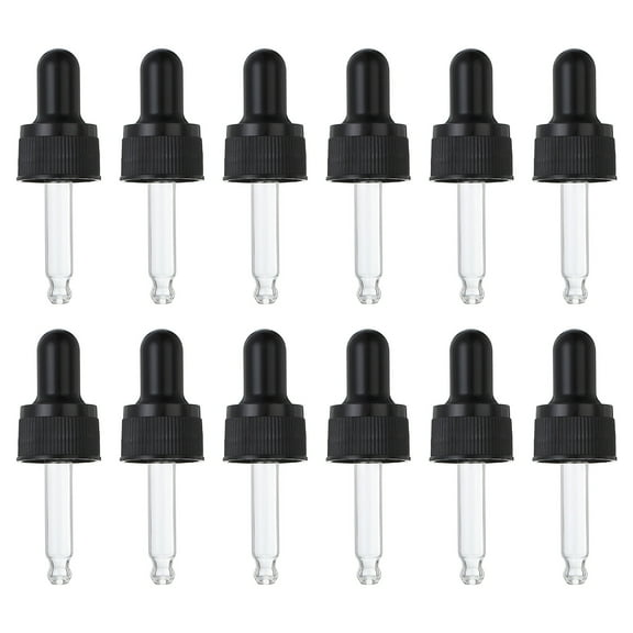 Uxcell 12 Pcs Plastic Glass Dropper Closure Top for 5ml(1/6oz) Essential Oils Bottle, Black