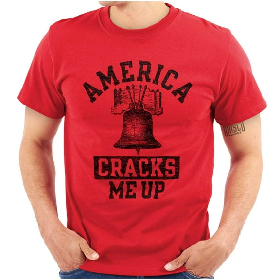 America Cracks Me Up Liberty Bell USA Plus Size Crewneck Graphic Tee Shirt Brisco Brands 2X