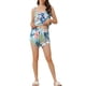 thumbnail image 1 of INSPIRAR CHIC Pijamas de Satén para Mujeres con Flores, Conjunto de Camiseta y Pantalones Cortos, Color Azul Claro, 1 of 5
