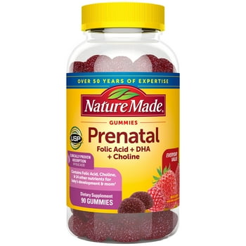 Nature Made Prenatal Gummies with DHA and Folic , Dietary Supplement, Prenatal , 90 Count