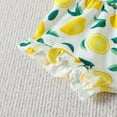 thumbnail image 6 of LNMQLPDBS Cute Summer Sets Lemon Fruit Letters Printed Short Sleeve Romper Bodysuit & Ruffle Trim Print Shorts & Bow Headbands 3pcs Onesies 0-3 Months Unisex Outfits Baby Girl Clothes, 6 of 7