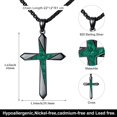 thumbnail image 4 of Coachuhhar Black Cross Necklace 925 Sterling Silver Malachite Pendant Necklaces Religious Christian Jewelry for Men Women Fathers Day Confirmation Baptism Gifts for Husband, 4 of 8