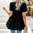 thumbnail image 5 of YYDGH Womens Lace V Neck Cute Babydoll Tops Short Sleeve Eyelet T Shirts Summer Casual Peplum Loose Fit Tunic Shirts Black S, 5 of 8