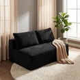 thumbnail image 4 of Leumius 57.5" Small Loveseat Sofa Couches for Small Spaces,Memory Foam Corduroy Cloud Couch,Compressed Boneless 2 Seater Couch for Living Room,Apartment,Black, 4 of 8