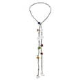 thumbnail image 5 of Chic White Daisy Floral Mix Stone Genuine Leather Lariat Wrap Necklace, 5 of 6