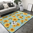 thumbnail image 3 of Area Rugs For Living Room Decor - White Polka Dot Sunflower Soft Anti Slip Throw Washable Rugs 5x7 For Bedroom, Indoor Carpet For Bedroom Living Room 80x58In, 3 of 7