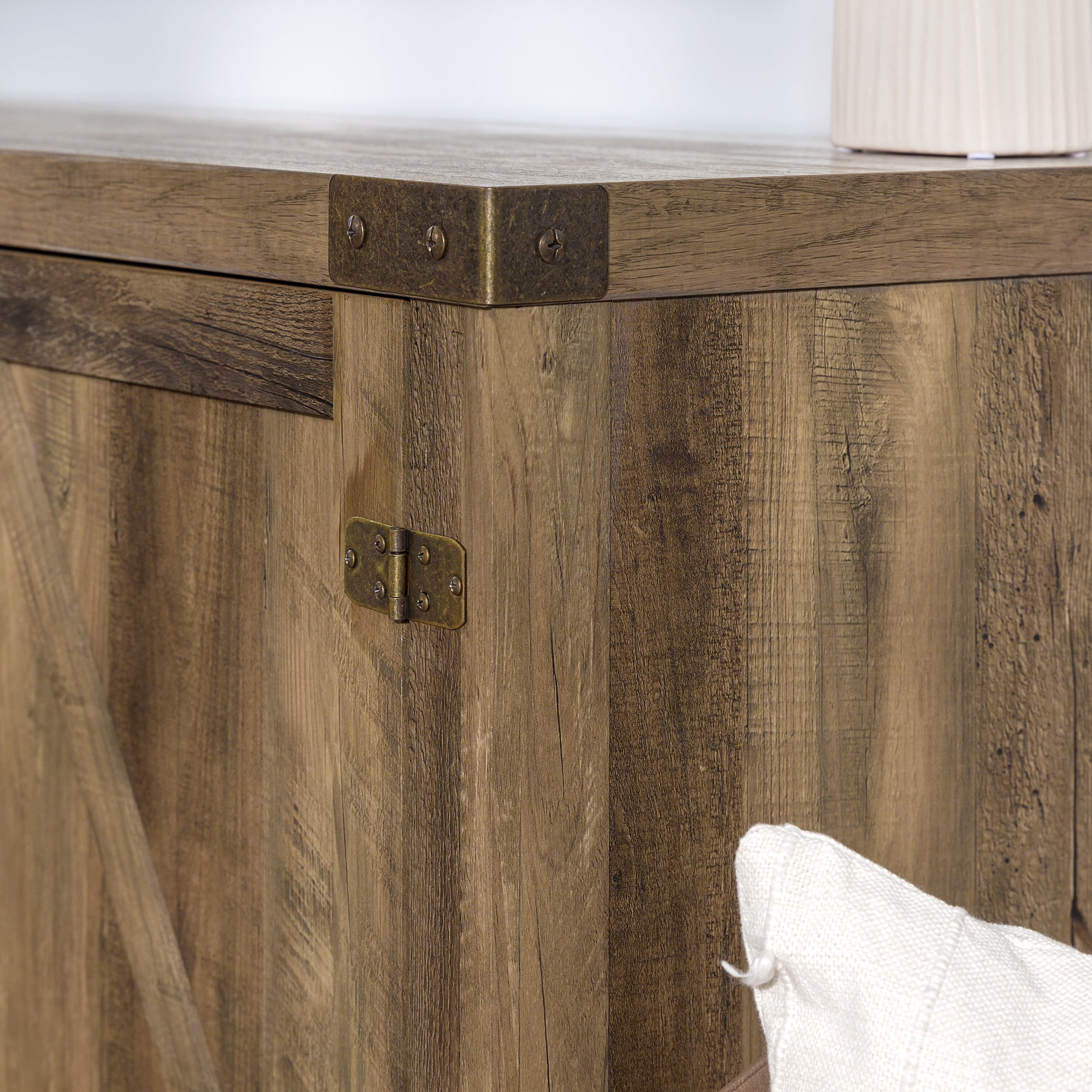 Walker Edison Modern Farmhouse Barn Door TV Stand for TVs up to 65", Reclaimed Barnwood