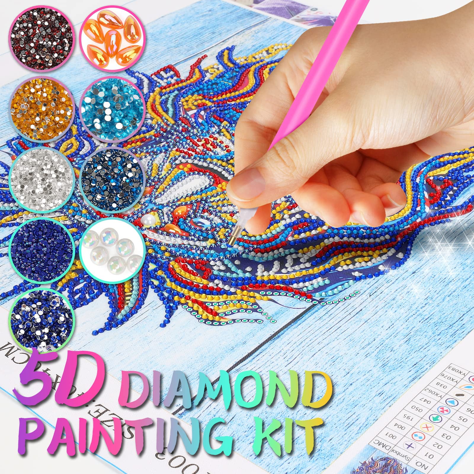 Dream Fun 5D Diamond Art Kits for Kids Age 9 10 11 12, 40 * 40 cm Diamond Painting  Kits Gifts for 9-15 Year Olds Girls Teenage,Toys for 8 9 10 11 12 Year Old  Children Birthday Easter Present 