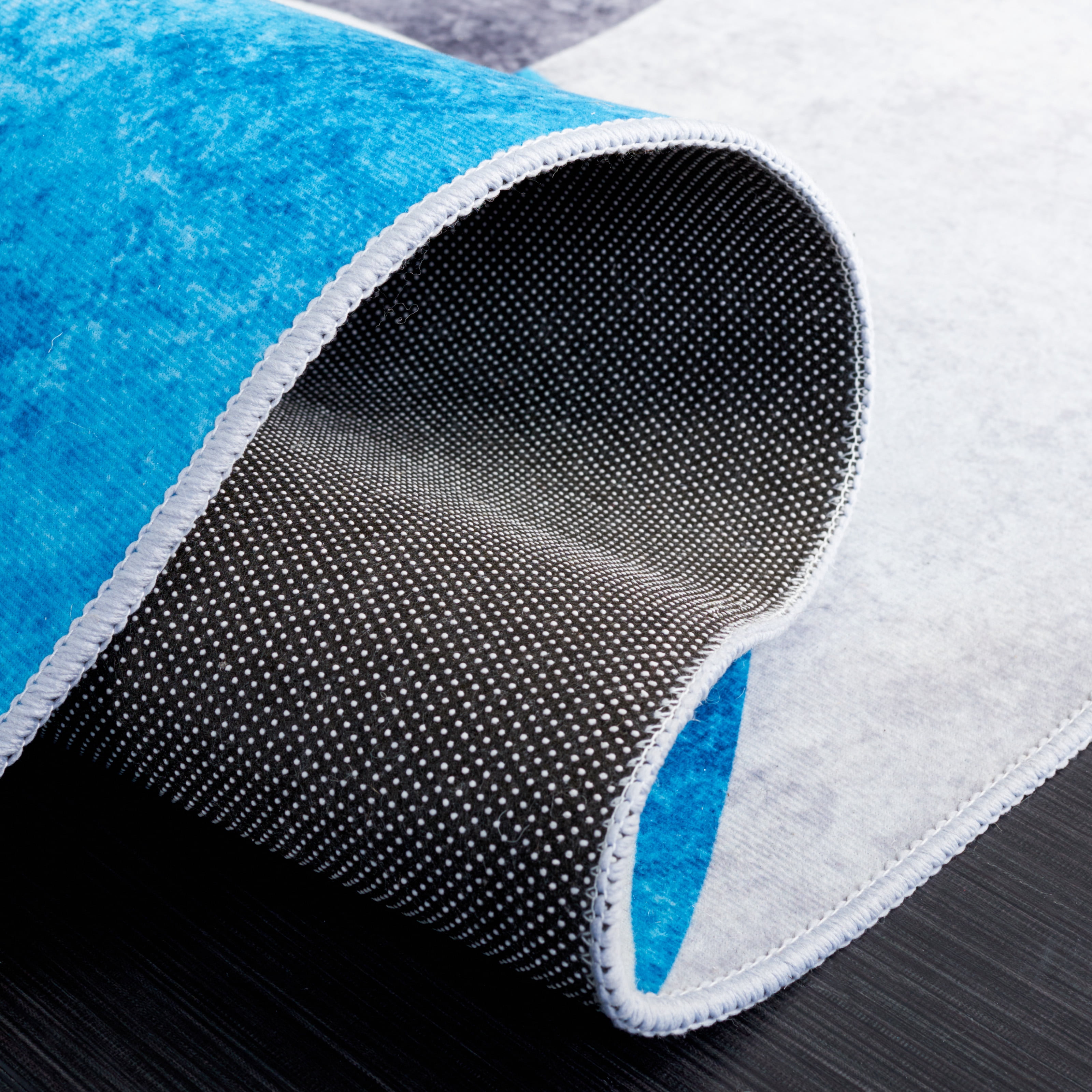 SAFAVIEH Tacoma Sophia Abstract Machine Washable Area Rug, Dark Grey/Turquoise, 10' x 14'