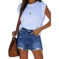 thumbnail image 2 of Pantalones cortos vaqueros Onlypuff azul marino desgastados para mujer, 2 of 6