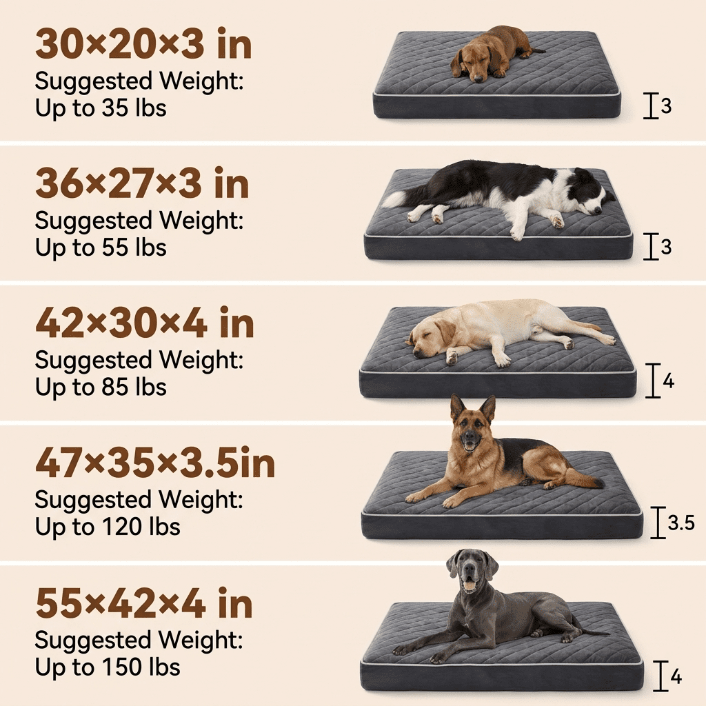 BlissHaven 47x29 XL Orthopedic Dog Bed Mat up to 120lbs, Premium Flat Pet Bed with Anti-Slip Bottom & Machine Washable Cover for Large Breed Dogs