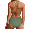 thumbnail image 2 of Baqcunre Swim Suits for Women 2024, Women Wrap Push Up One-Piece Swimsuit Bathing Suit Swimwear High Waist Monokini, One Piece Swimsuit Women, Bikini Sets for Women Green M, 2 of 8