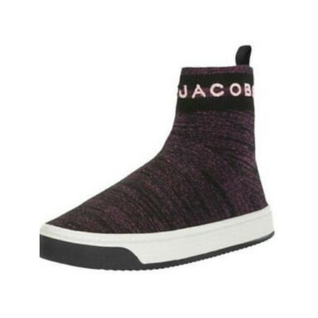 

MARC JACOBS Womens Pink Logo Metallic Mixed Media Padded Breathable Sock Breathable Lightweight Dart Round Toe Platform Athletic Sneakers 36