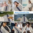 thumbnail image 5 of Midnight Blue Striped Cooling Blanket, Lightweight Breathable Summer Throw Blanket with Double Sided Cold Effect, Beige Geometric Modern Art Picnic Beach Blankets Bed Sheet for Hot Sleepers 30"x40", 5 of 8