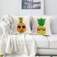thumbnail image 3 of Pineapple Pillow Covers 18x18 Inch Set of 4 Summer Watercolor Pineapple Wears Glasses Pattern Pillows Decorative Cushion Cover Cotton Linen Tropical Fruit Pillow Case Decor (Pineapple Set), 3 of 6