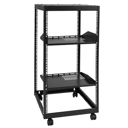 20U Adjustable Server Rack, 15"-40" Depth, 4-Post Open Frame IT Rack with Wheels, Free Standing/Wall Mount for Networking Gear, Router, Modem