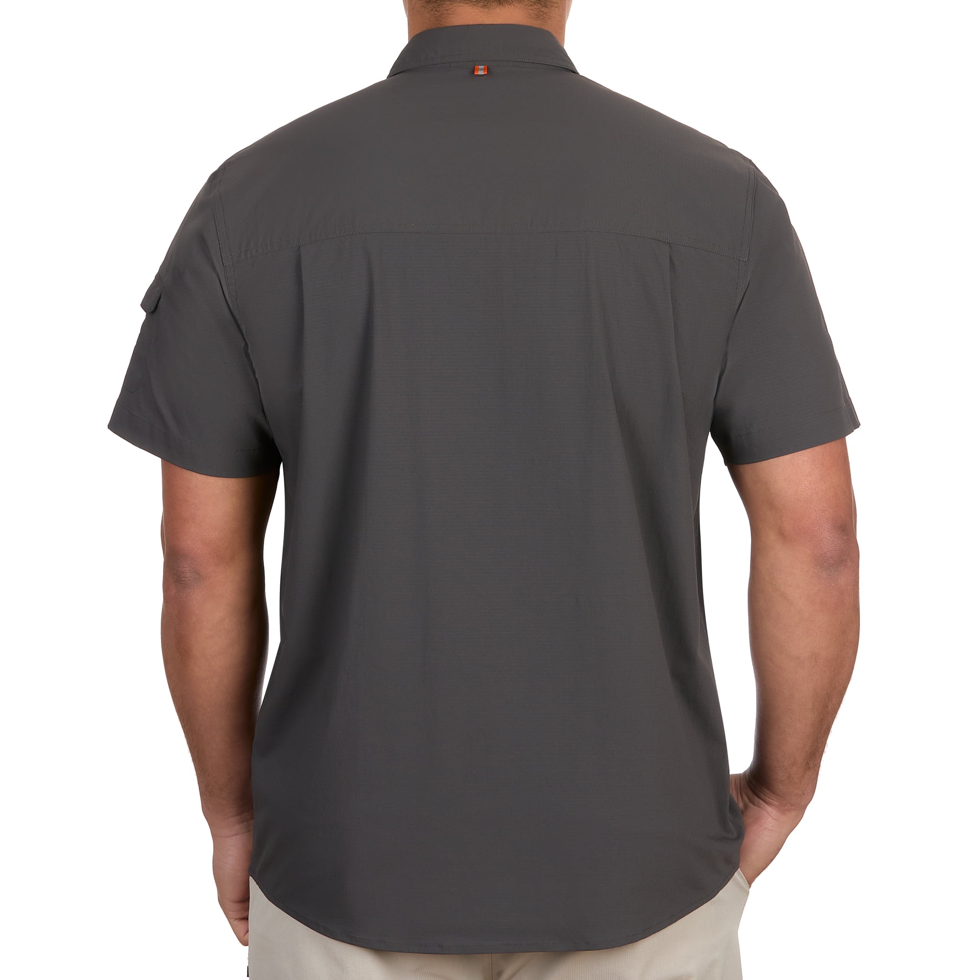 The American Outdoorsman Blackfoot River Fishing Shirt, Short Sleeve - Quick Dry, UPF 30 UV Protection, Modern Fit, Breathable Eyelets and Waterproof Chest Zip Multiple Pocket (Raven, Medium)