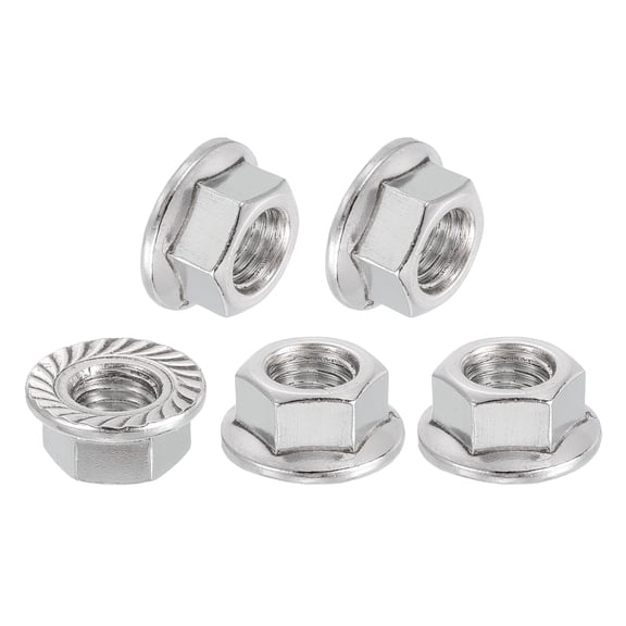 Uxcell 5Pcs M12x1.75mm Serrated Flange Hex Lock Nuts, 316 Stainless Steel Metric Nut