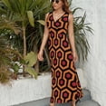 thumbnail image 6 of Looped Hexagons Orange Red Black Sleeveless Dress Dresses Women Summer Evening Dresses Ladies Bohemia Long Dresses, 6 of 9