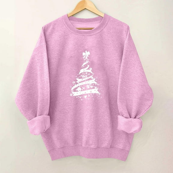 Aobny Graphic Women's Fashion Hoodies & Sweatshirts Breast Cancer Pink Sweatshirts Crew Neck Long Sleeve Cool Shirts,S