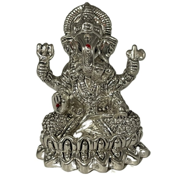 999 Pure Silver Ganesh / Ganpathi 2.5-inch Tall idol / Statue / Murti (Figurine #51)